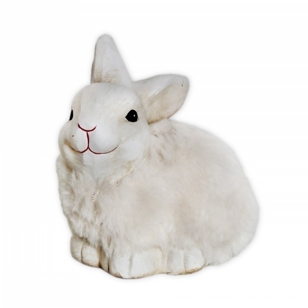 Zajíc keramika textil 9cm bílá